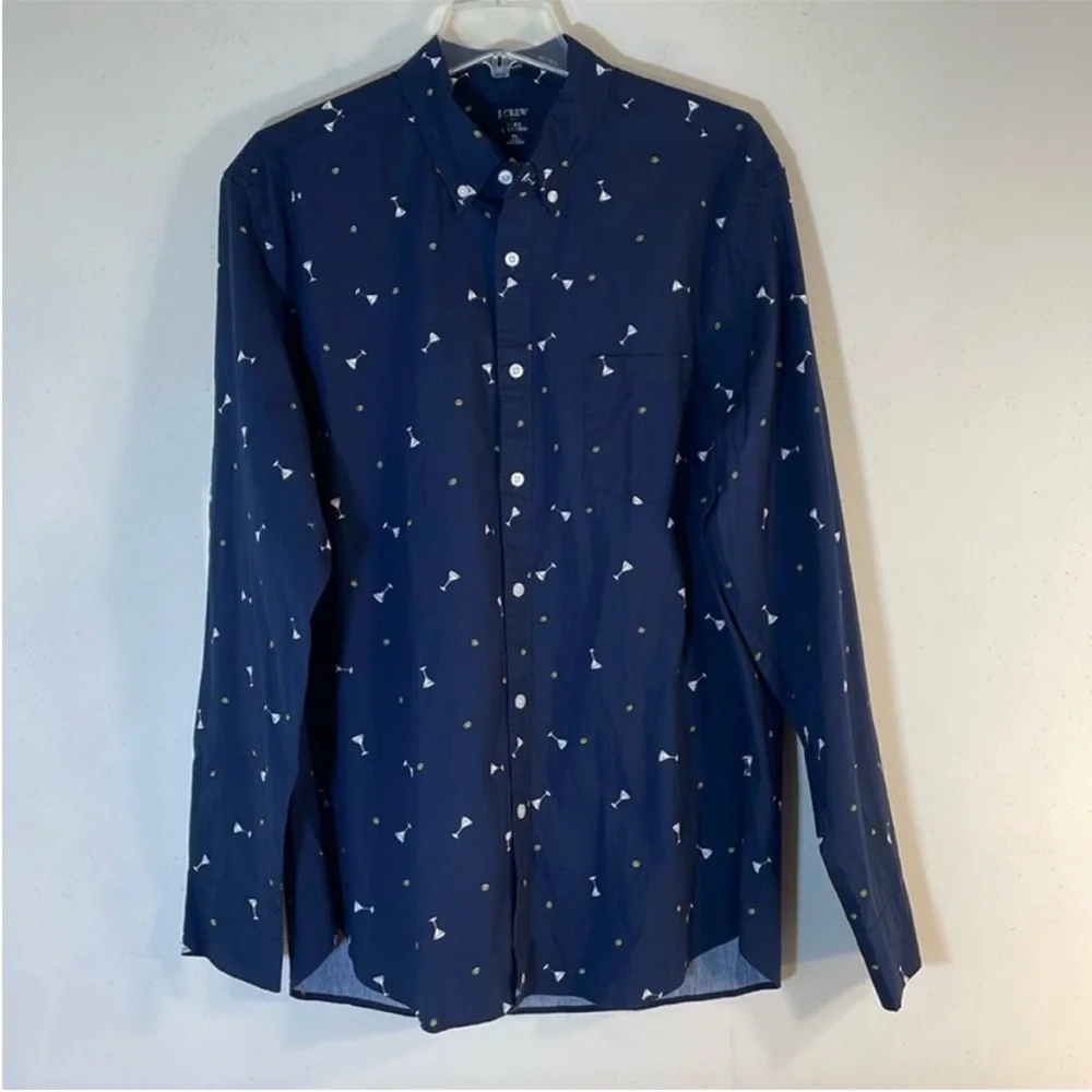 NEW! J. Crew Classic Flex Casual Cocktail Glass Print Shirt. Men’s XL. - Picture 2 of 7